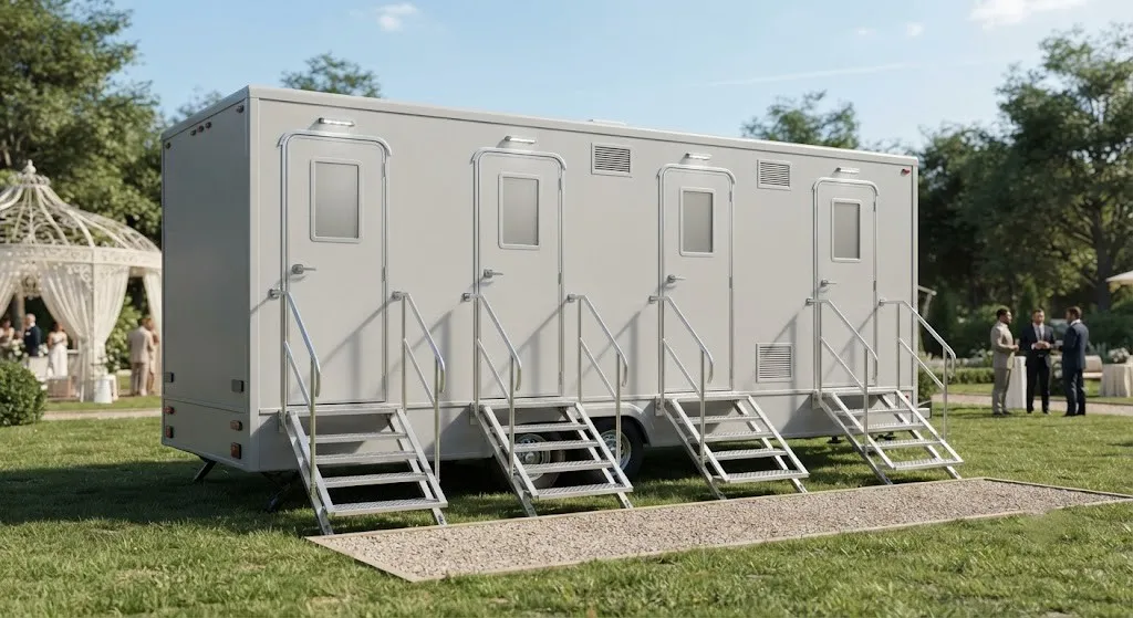 4 stall restroom trailer from our West Albany fleet