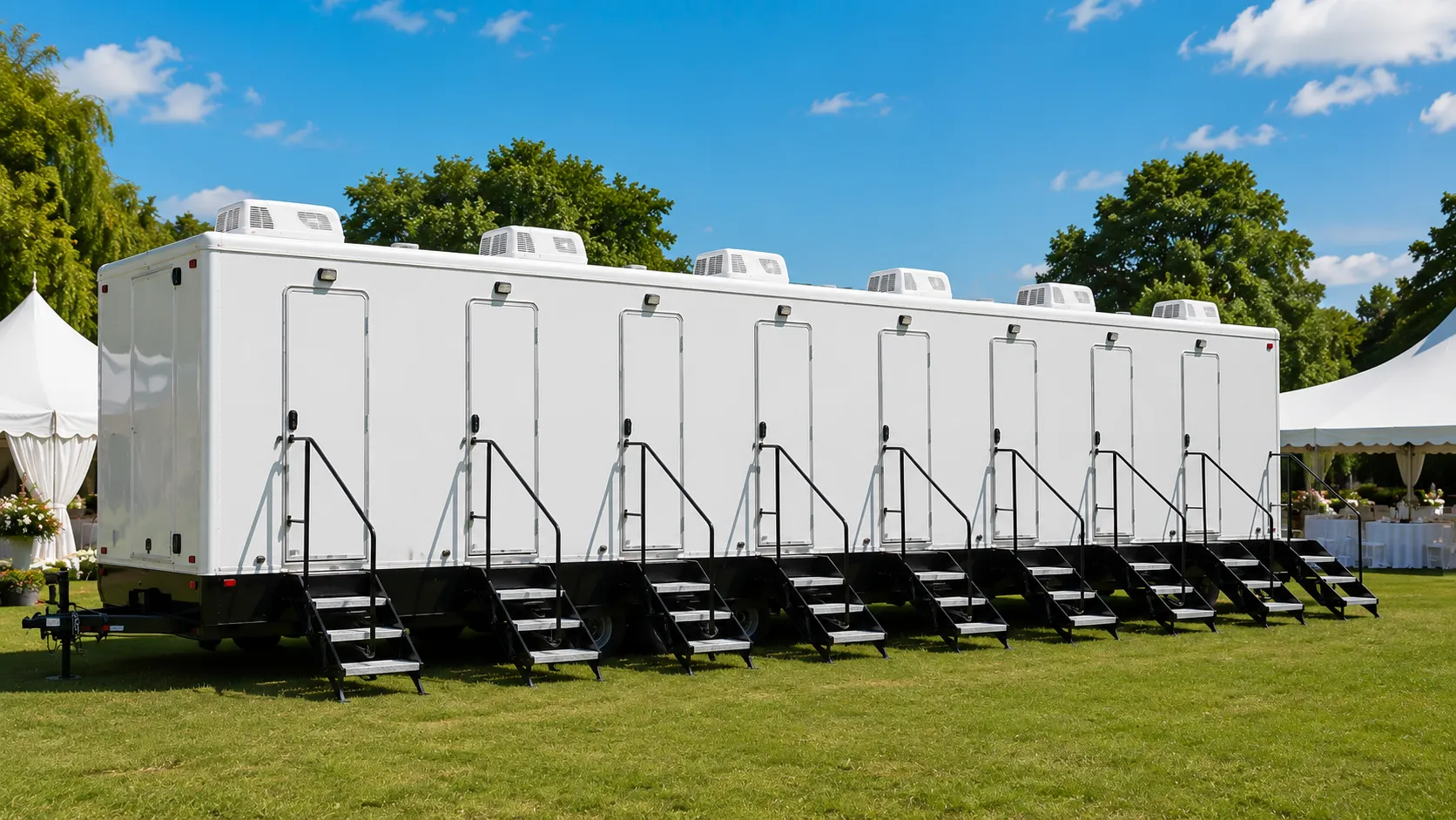 8 stall restroom trailer from our West Albany fleet